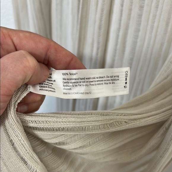 Eileen FisherLinear Sleek Tencel Open Duster Cream Cardigan - Picture 3 of 6